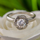 Engagement Ring, Moissanite In White Gold Ring, Meteorite Ring For Women-3376 - Jewelry by Johan