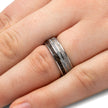 Mother of Pearl Wedding Band, Men's Meteorite Ring With Dinosaur Bone-3497 - Jewelry by Johan