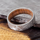 Meteorite Men's Wedding Band With Whiskey Barrel Wood Sleeve-3622 - Jewelry by Johan