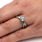 Sky Blue Topaz Solitaire With Meteorite Inlays, White Gold Engagement Ring-3793 - Jewelry by Johan