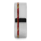 Red Box Elder Ring With Wooden Sleeve And Titanium-3823 - Jewelry by Johan