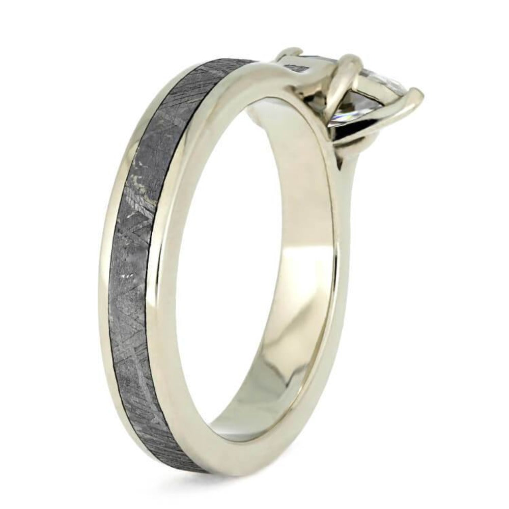 Marquise Engagement Ring In White Gold With Meteorite-3827 - Jewelry by Johan