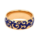 Rose Gold Ring With Intricate Blue Enamel Decoration-3843 - Jewelry by Johan
