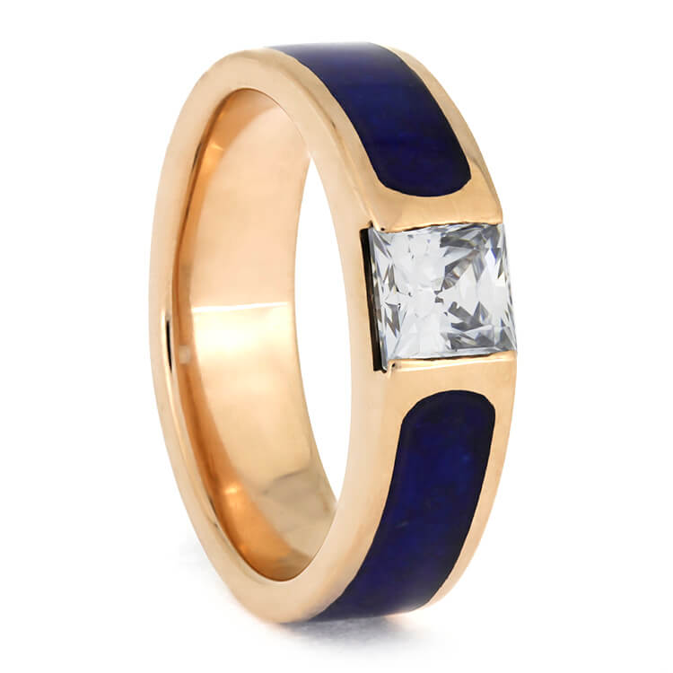 Rose Gold Wedding Ring Set With Lapis Lazuli
