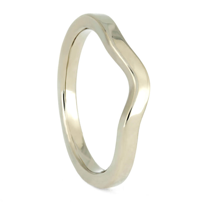 White Gold Bridal Set, Meteorite Engagement Ring With Minimalist Shadow Band-4091 - Jewelry by Johan