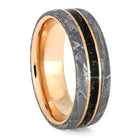 Rose Gold Meteorite Ring Set