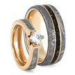 Rose Gold Meteorite Ring Set