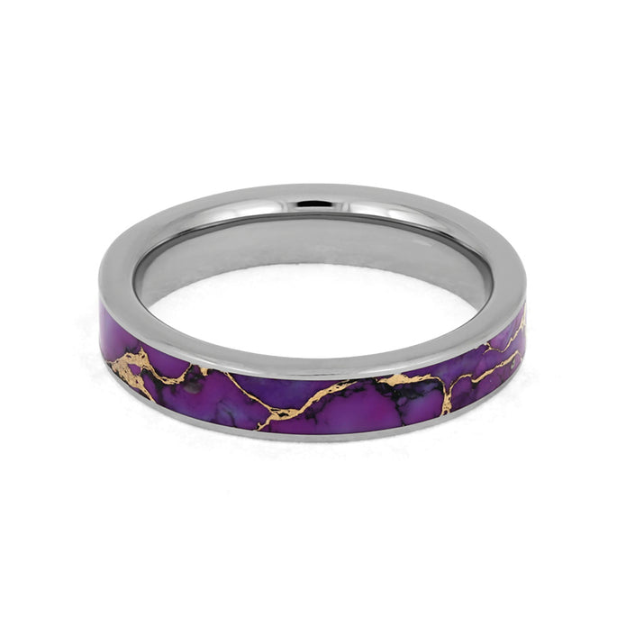Lava Turquoise Ring, Purple Turquoise Wedding Band In Titanium-3895 - Jewelry by Johan