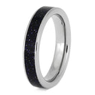 Blue Goldstone Ring, Sparkling Black Wedding Band In Titanium-3901 - Jewelry by Johan