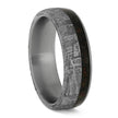 Meteorite Wedding Band With Crushed Dinosaur Bone, Titanium Ring-3902 - Jewelry by Johan