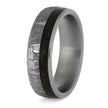 Meteorite Wedding Band With Crushed Dinosaur Bone, Titanium Ring-3902 - Jewelry by Johan