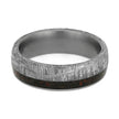 Meteorite Wedding Band With Crushed Dinosaur Bone, Titanium Ring-3902 - Jewelry by Johan