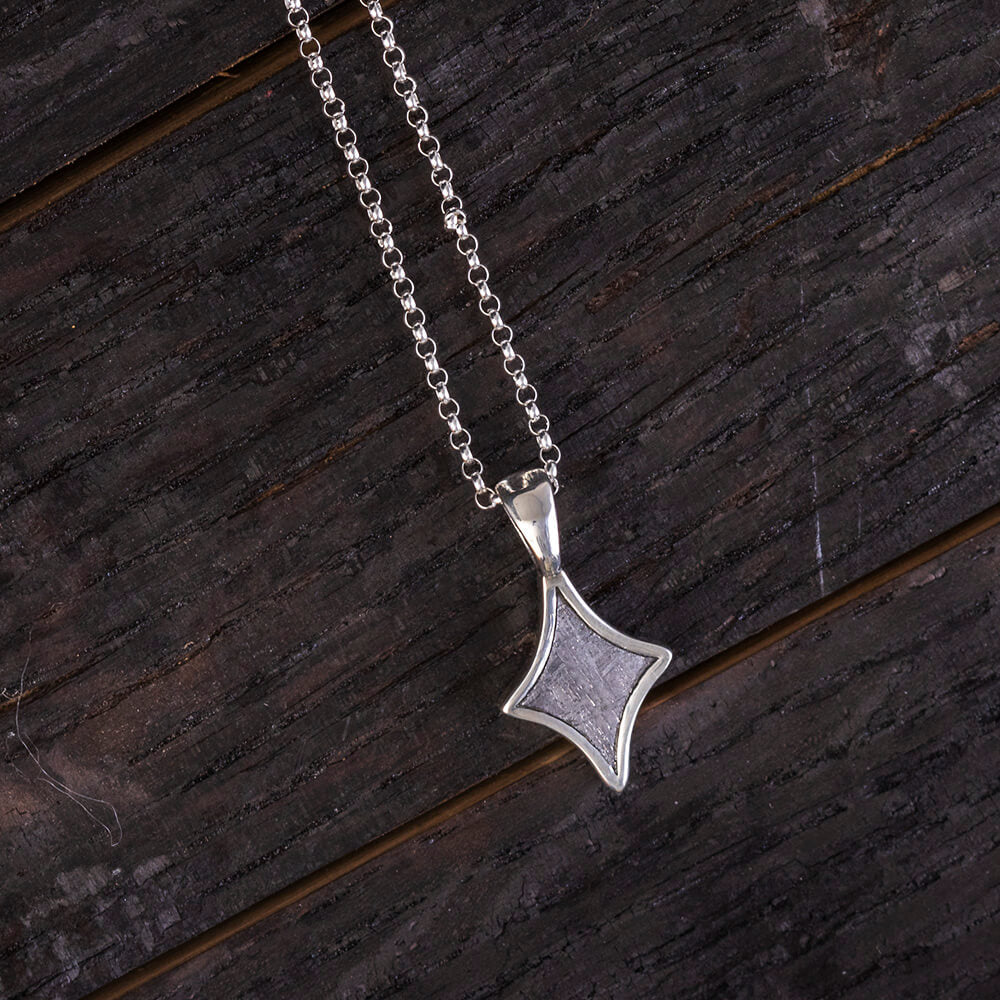 18" Meteorite Star Necklace, Sterling Silver Jewelry-3906 - Jewelry by Johan