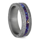 Lava Mosaic Turquoise Men's Ring With Meteorite Edges And Titanium Pinstripes-3924 - Jewelry by Johan