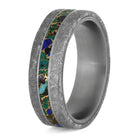 Colorful Desert Mosaic Wedding Ring With Meteorite Edges-3926 - Jewelry by Johan