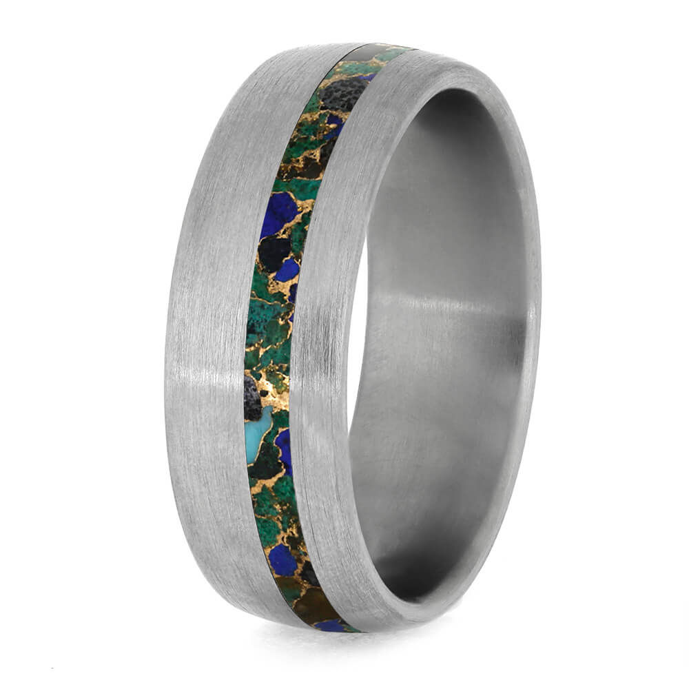Desert Mosaic Wedding Band, Titanium Ring With Brushed Finish-3930 - Jewelry by Johan