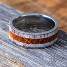 Whiskey Barrel Wood And Antler Men's Ring-3938 - Jewelry by Johan