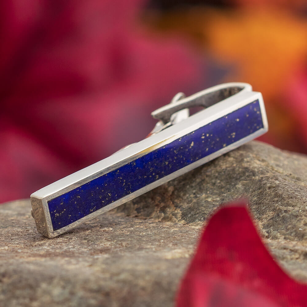 Lapis Lazuli Tie Clip in Sterling Silver