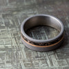 Black Stardust™ Wedding Band with Rose Gold Pinstripe In Titanium-3984 - Jewelry by Johan