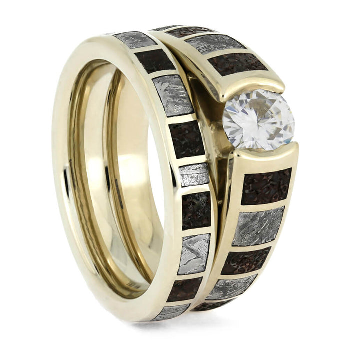 Unique Bridal Set With Meteorite And Dino Bone