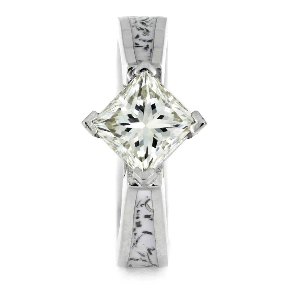 Platinum Solitaire Engagement Ring With Stardust™ Meteorite Inlay-4004 - Jewelry by Johan