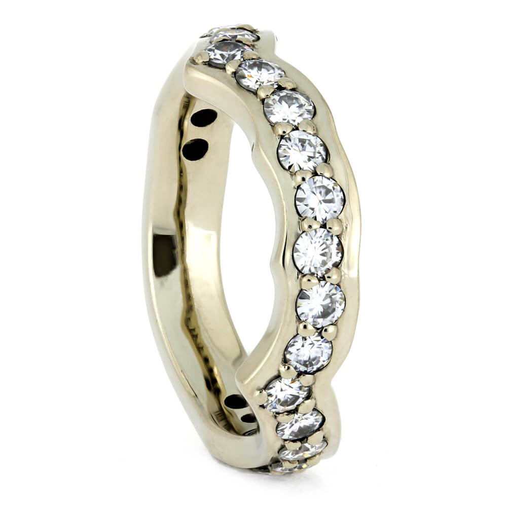 White Gold Shadow Band With Moissanites-4071 - Jewelry by Johan