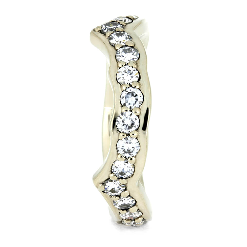White Gold Shadow Band With Moissanites-4071 - Jewelry by Johan