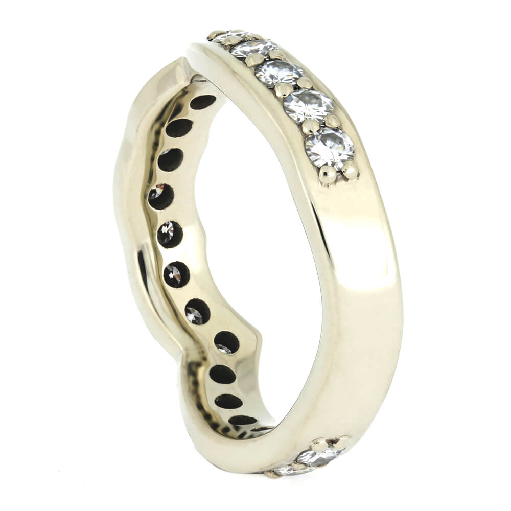 White Gold Shadow Band With Moissanites-4071 - Jewelry by Johan