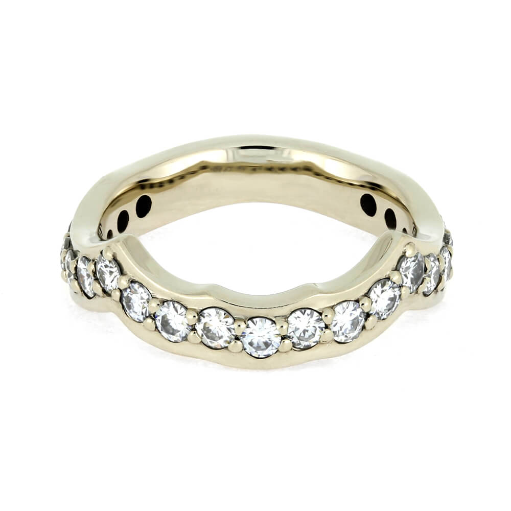 White Gold Shadow Band With Moissanites-4071 - Jewelry by Johan
