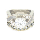 White Gold Shadow Band With Moissanites-4071 - Jewelry by Johan