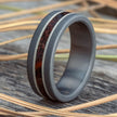 Sandblasted Titanium Dinosaur Bone Ring with Silver Pinstripes-4090 - Jewelry by Johan