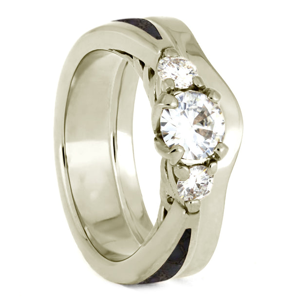 Unique White Gold Bridal Set With Dinosaur Bone-4104 - Jewelry by Johan