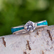 Opal Engagement Ring With Round Cut Moissanite-4183 - Jewelry by Johan