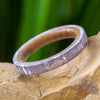 Thin Meteorite Women's Wedding Band With Whiskey Barrel Wood Sleeve-4304 - Jewelry by Johan