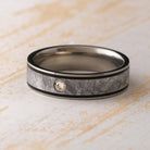 Meteorite Wedding Ring For Men With Black Pinstripes-4307 - Jewelry by Johan