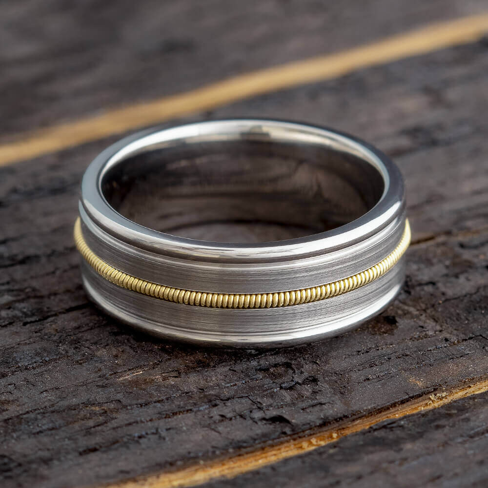 Guitar String Ring in Titanium with Brushed Finish-4309 - Jewelry by Johan