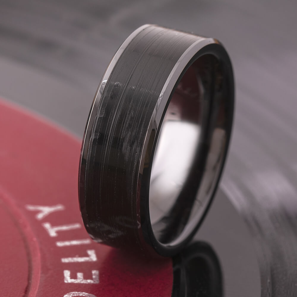 Vinyl Record Ring in Black Ceramic-4329 - Jewelry by Johan