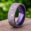 Men's Meteorite Wedding Band with Purple Box Elder Burl Sleeve-4354 - Jewelry by Johan