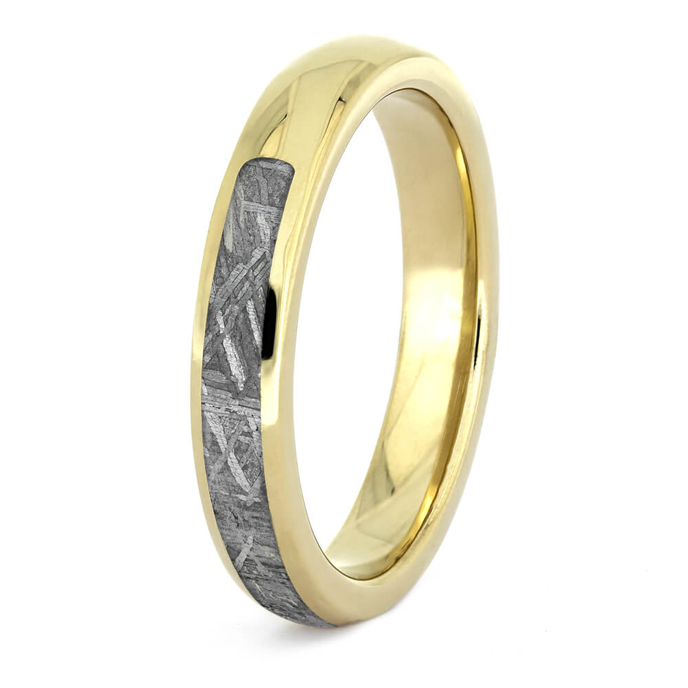 Half Meteorite Wedding Band With Yellow Gold-4382YG - Jewelry by Johan