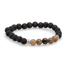 Fossilized Coprolite and Lava Bead Bracelet, In Stock-4523 - Jewelry by Johan
