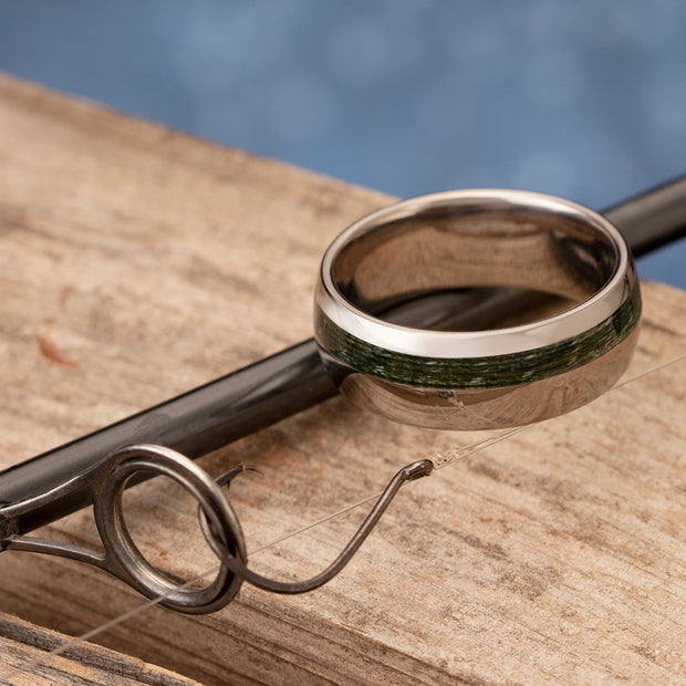Green Fishing Line Men's Titanium Wedding Band-3941 - Jewelry by Johan