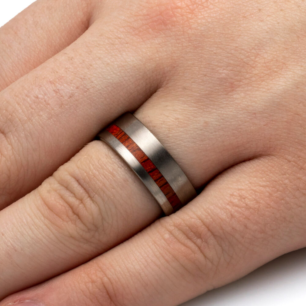 Bloodwood Ring In Matte Titanium Band, In Stock