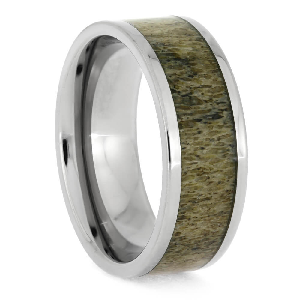 8mm Titanium Deer Antler Men's Wedding Band, In Stock-SIG3015 - Jewelry by Johan