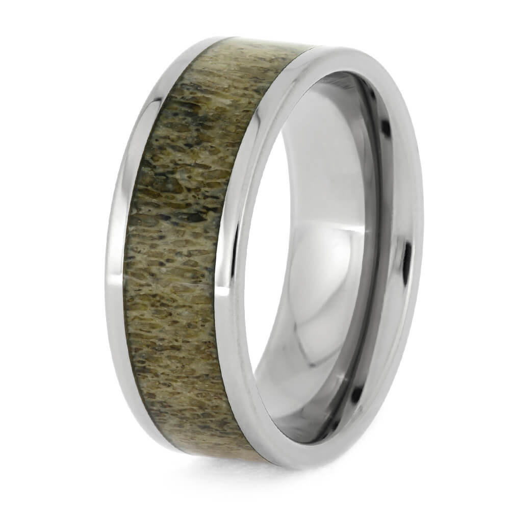8mm Titanium Deer Antler Men's Wedding Band, In Stock-SIG3015 - Jewelry by Johan