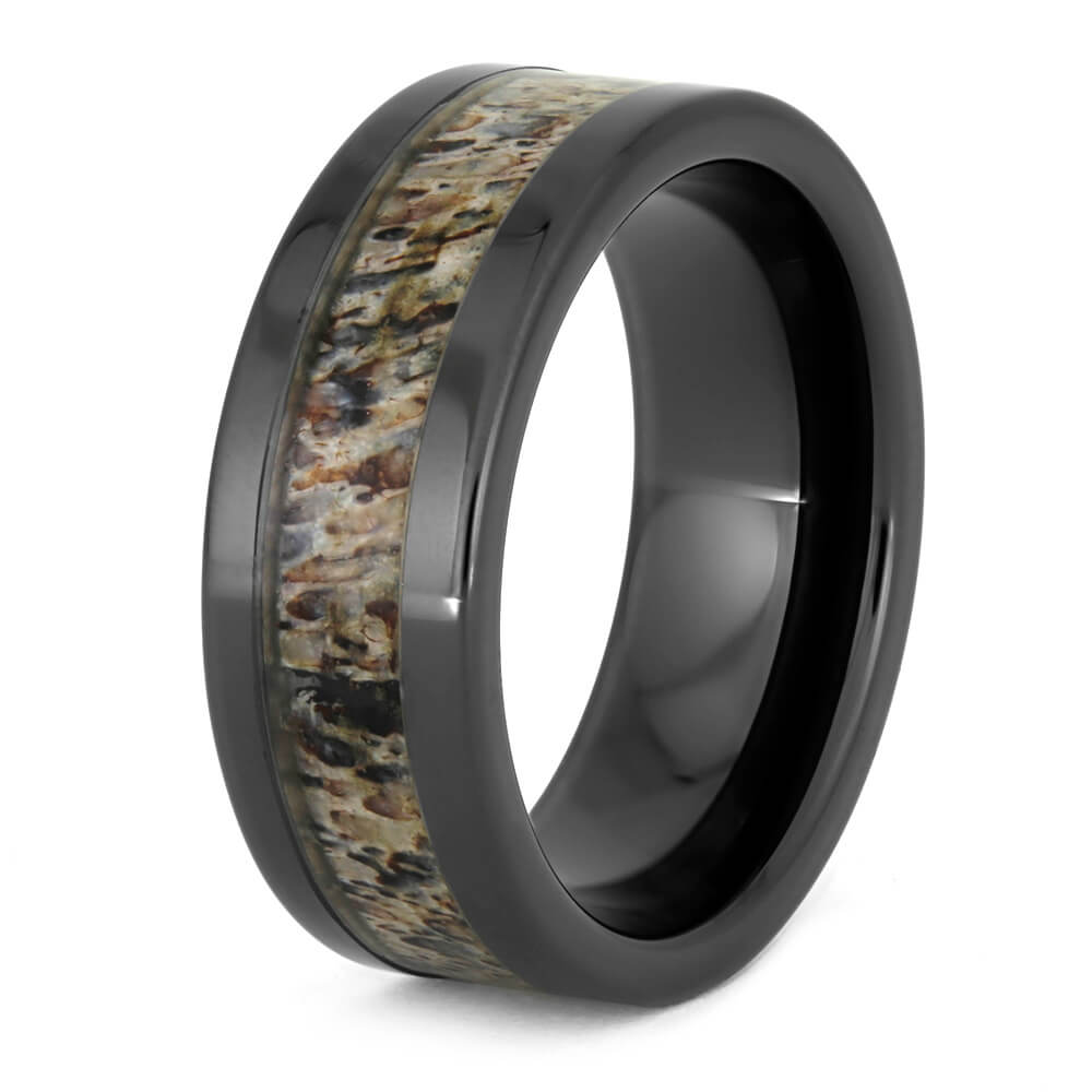 Antler & Black Ceramic Men's Wedding Band