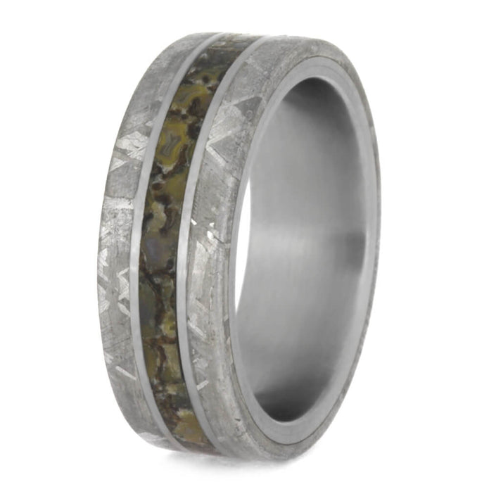Dino Fossil & Meteorite Men's Wedding Band, In Stock-SIG3026 - Jewelry by Johan