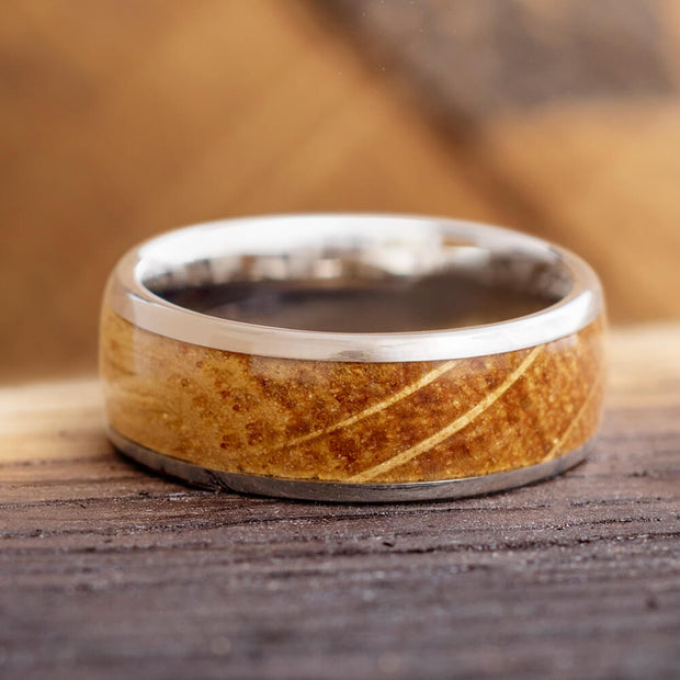 Whiskey Oak Wood Ring Men's Wedding Band, In Stock-SIG3029 - Jewelry by Johan