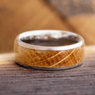Whiskey Barrel Oak Wood Ring, Titanium Wedding Band-3612 - Jewelry by Johan