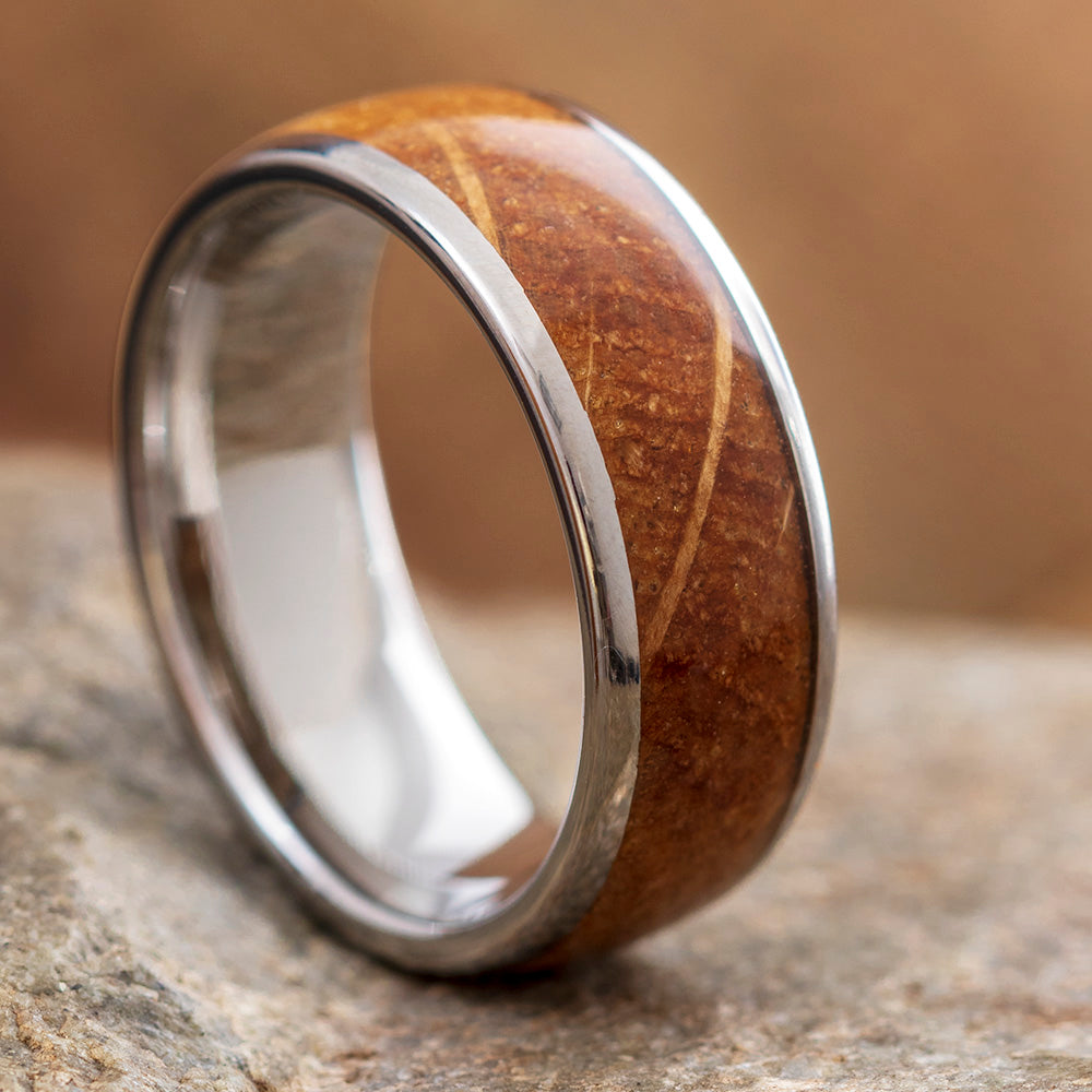 Whiskey Oak Wood Ring Men's Wedding Band, In Stock-SIG3029 - Jewelry by Johan