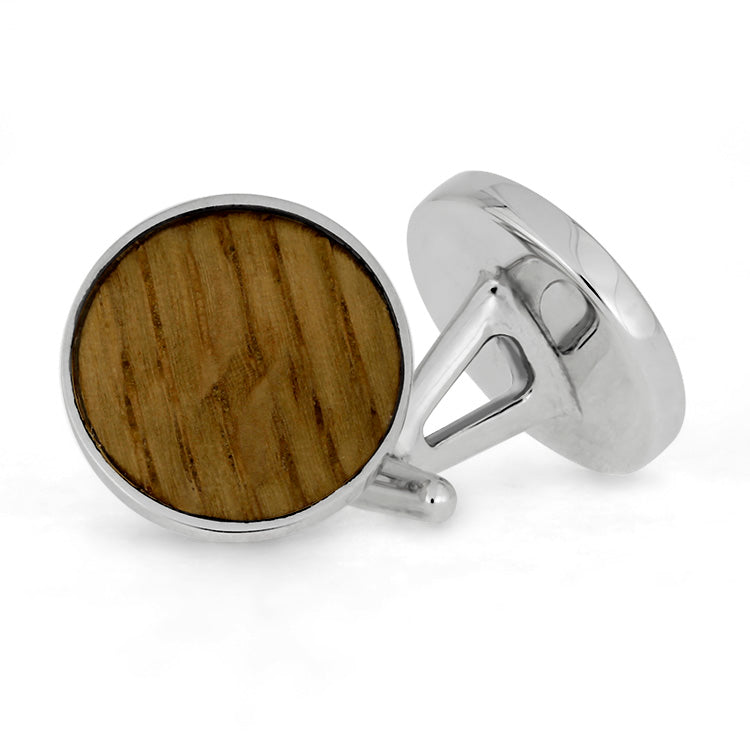 Whiskey Barrel Oak Wood Round Cuff Links, In Stock-SIG3044 - Jewelry by Johan